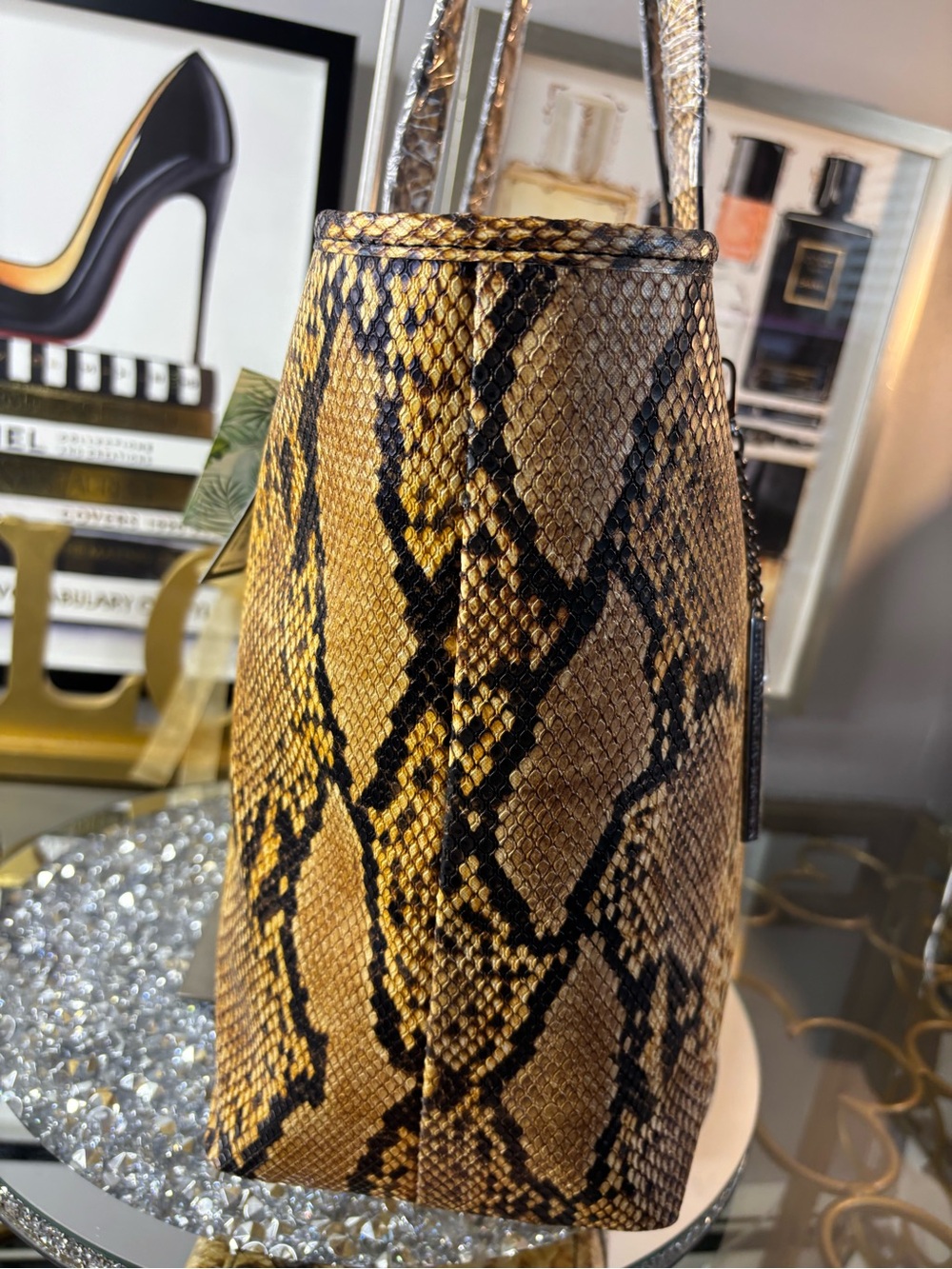 Badgley Mischka snakeskin Studio large tote NWT - Picture 7 of 13